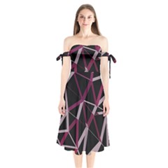 3d Lovely Geo Lines Iii Shoulder Tie Bardot Midi Dress by Uniqued