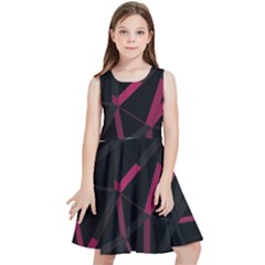 3d Lovely Geo Lines Viii Kids  Skater Dress by Uniqued