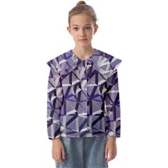 3d Lovely Geo Lines Ix Kids  Peter Pan Collar Blouse by Uniqued