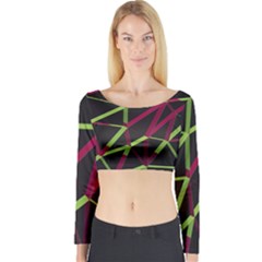 3d Lovely Geo Lines X Long Sleeve Crop Top by Uniqued