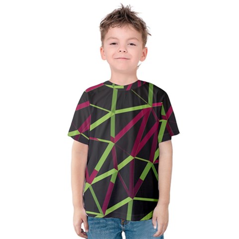 3d Lovely Geo Lines X Kids  Cotton Tee by Uniqued