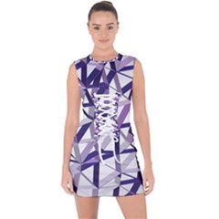 3d Lovely Geo Lines X Lace Up Front Bodycon Dress by Uniqued