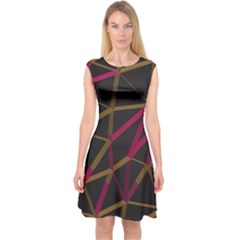 3d Lovely Geo Lines Xi Capsleeve Midi Dress by Uniqued