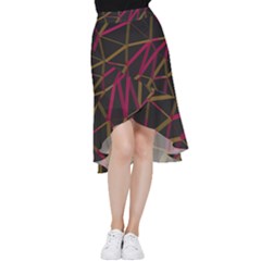 3d Lovely Geo Lines Xi Frill Hi Low Chiffon Skirt by Uniqued