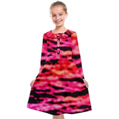 Red  Waves Abstract Series No15 Kids  Midi Sailor Dress by DimitriosArt