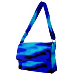 Blue Waves Abstract Series No13 Full Print Messenger Bag (s) by DimitriosArt