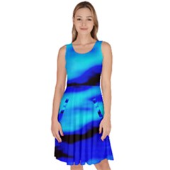 Blue Waves Abstract Series No13 Knee Length Skater Dress With Pockets by DimitriosArt