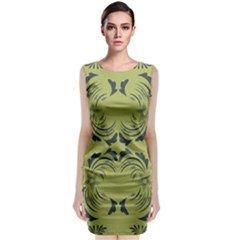 Floral Folk Damask Pattern Fantasy Flowers  Sleeveless Velvet Midi Dress by Eskimos