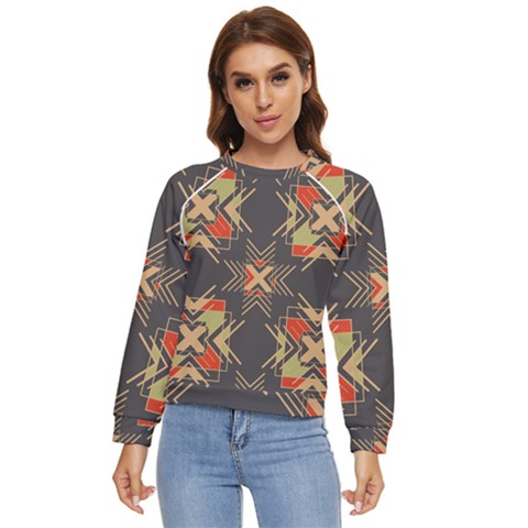 Abstract Geometric Design    Women s Long Sleeve Raglan Tee by Eskimos