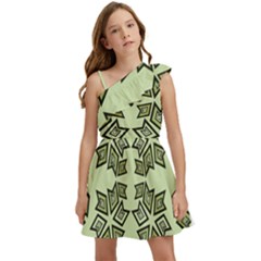 Abstract Pattern Geometric Backgrounds   Kids  One Shoulder Party Dress by Eskimos