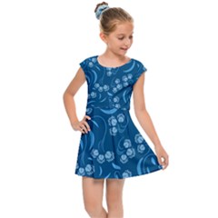 Folk Flowers Print Floral Pattern Ethnic Art Kids  Cap Sleeve Dress by Eskimos