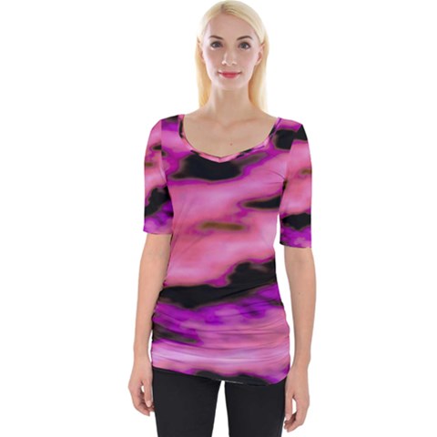 Pink  Waves Flow Series 2 Wide Neckline Tee by DimitriosArt