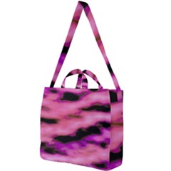 Pink  Waves Flow Series 2 Square Shoulder Tote Bag by DimitriosArt