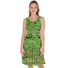 Green Waves Flow Series 2 Knee Length Skater Dress With Pockets by DimitriosArt