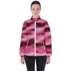 Pink  Waves Flow Series 6 Women s High Neck Windbreaker by DimitriosArt