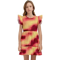 Red Waves Flow Series 3 Kids  Winged Sleeve Dress by DimitriosArt