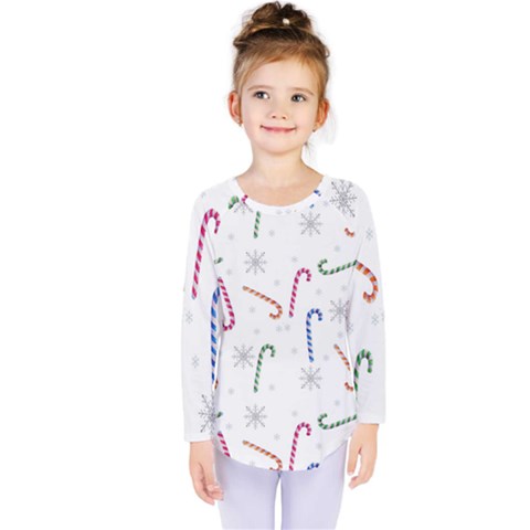 Christmas Candy Canes Kids  Long Sleeve Tee by SychEva