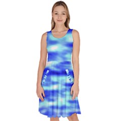 Blue Waves Flow Series 5 Knee Length Skater Dress With Pockets by DimitriosArt