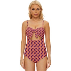 Leafs Knot Front One-piece Swimsuit by Sparkle