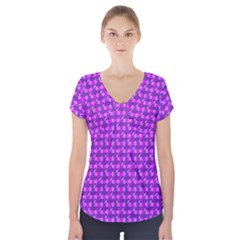 Digital Illusion Short Sleeve Front Detail Top by Sparkle