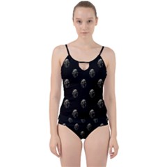 Creepy Head Sculpture With Respirator Motif Pattern Cut Out Top Tankini Set by dflcprintsclothing