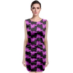 Abstract Waves Sleeveless Velvet Midi Dress by SychEva