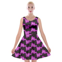 Abstract Waves Velvet Skater Dress by SychEva