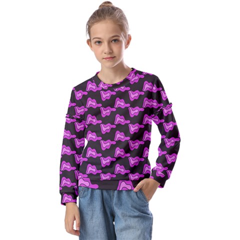 Abstract Waves Kids  Long Sleeve Tee With Frill  by SychEva