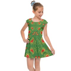 Floral Pattern Paisley Style Paisley Print  Doodle Background Kids  Cap Sleeve Dress by Eskimos