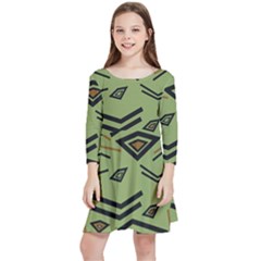 Abstract Pattern Geometric Backgrounds   Kids  Quarter Sleeve Skater Dress by Eskimos