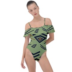 Abstract Pattern Geometric Backgrounds   Frill Detail One Piece Swimsuit by Eskimos