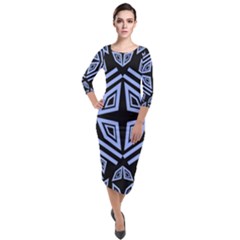 Abstract Pattern Geometric Backgrounds   Quarter Sleeve Midi Velour Bodycon Dress by Eskimos