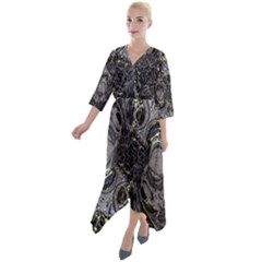 The Pollinator Quarter Sleeve Wrap Front Maxi Dress by MRNStudios