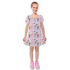 Office Time Kids  Short Sleeve Velvet Dress by SychEva