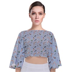 Office Tie Back Butterfly Sleeve Chiffon Top by SychEva