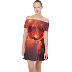 Fractal Off Shoulder Chiffon Dress by Sparkle