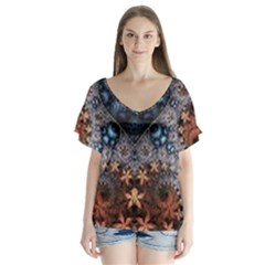 Fractal V-neck Flutter Sleeve Top by Sparkle