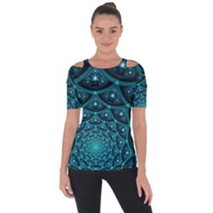 Fractal Shoulder Cut Out Short Sleeve Top by Sparkle