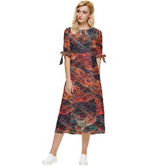 Fractal Bow Sleeve Chiffon Midi Dress by Sparkle