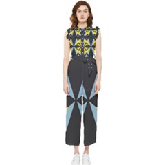 Abstract Pattern Geometric Backgrounds   Women s Frill Top Chiffon Jumpsuit by Eskimos