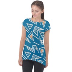 Abstract Pattern Geometric Backgrounds   Cap Sleeve High Low Top by Eskimos