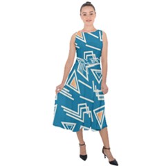 Abstract Pattern Geometric Backgrounds   Midi Tie-back Chiffon Dress by Eskimos