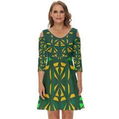 Abstract Pattern Geometric Backgrounds   Shoulder Cut Out Zip Up Dress by Eskimos