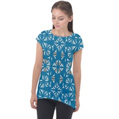 Abstract Pattern Geometric Backgrounds   Cap Sleeve High Low Top by Eskimos