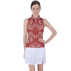 Floral Folk Damask Pattern Fantasy Flowers Floral Geometric Fantasy Women s Sleeveless Polo Tee by Eskimos