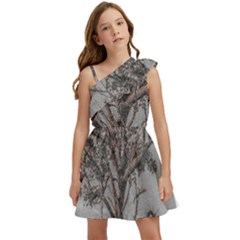 Big Tree Photo Illustration Kids  One Shoulder Party Dress by dflcprintsclothing