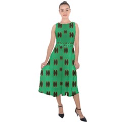 Butterflies In Fresh Green Environment Midi Tie-back Chiffon Dress by pepitasart