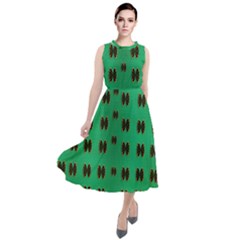 Butterflies In Fresh Green Environment Round Neck Boho Dress by pepitasart