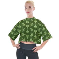 Weed Pattern Mock Neck Tee by Valentinaart