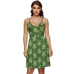 Weed Pattern V-neck Pocket Summer Dress  by Valentinaart